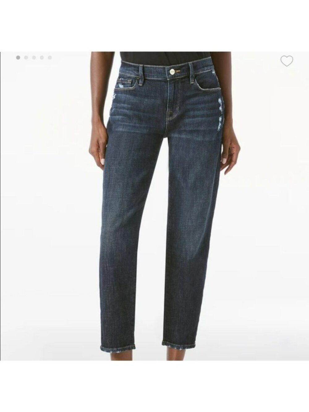New Frame Le Garçon Distressed Crop Jeans Womens 25 Covant Blue